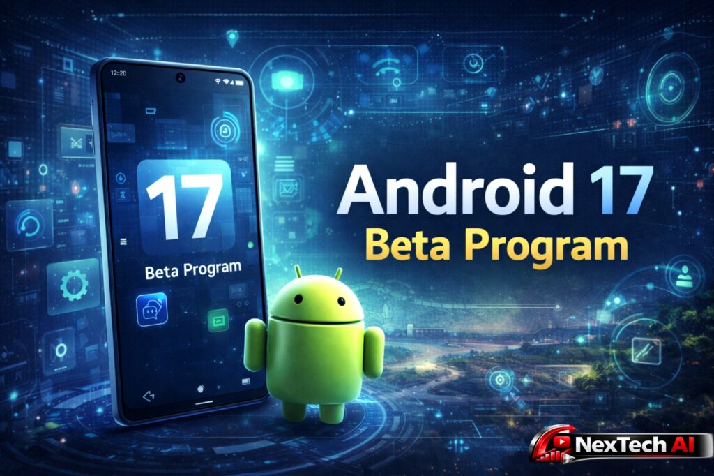 Android 17 Beta Program preview showing new features, system improvements, and performance enhancements on an Android smartphone.